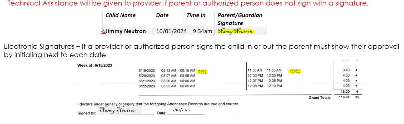 Technical Assistance Signature Example